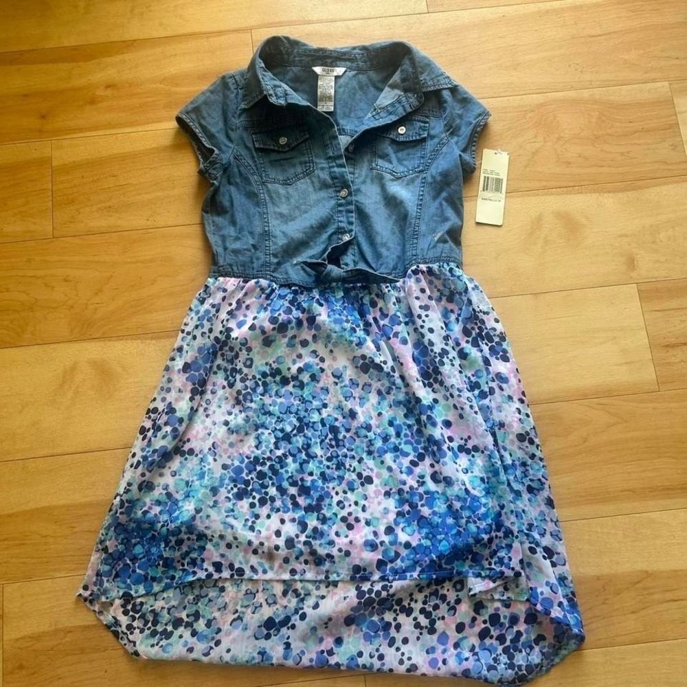Guess floral denim dress girls size 14 Brand NEW!!